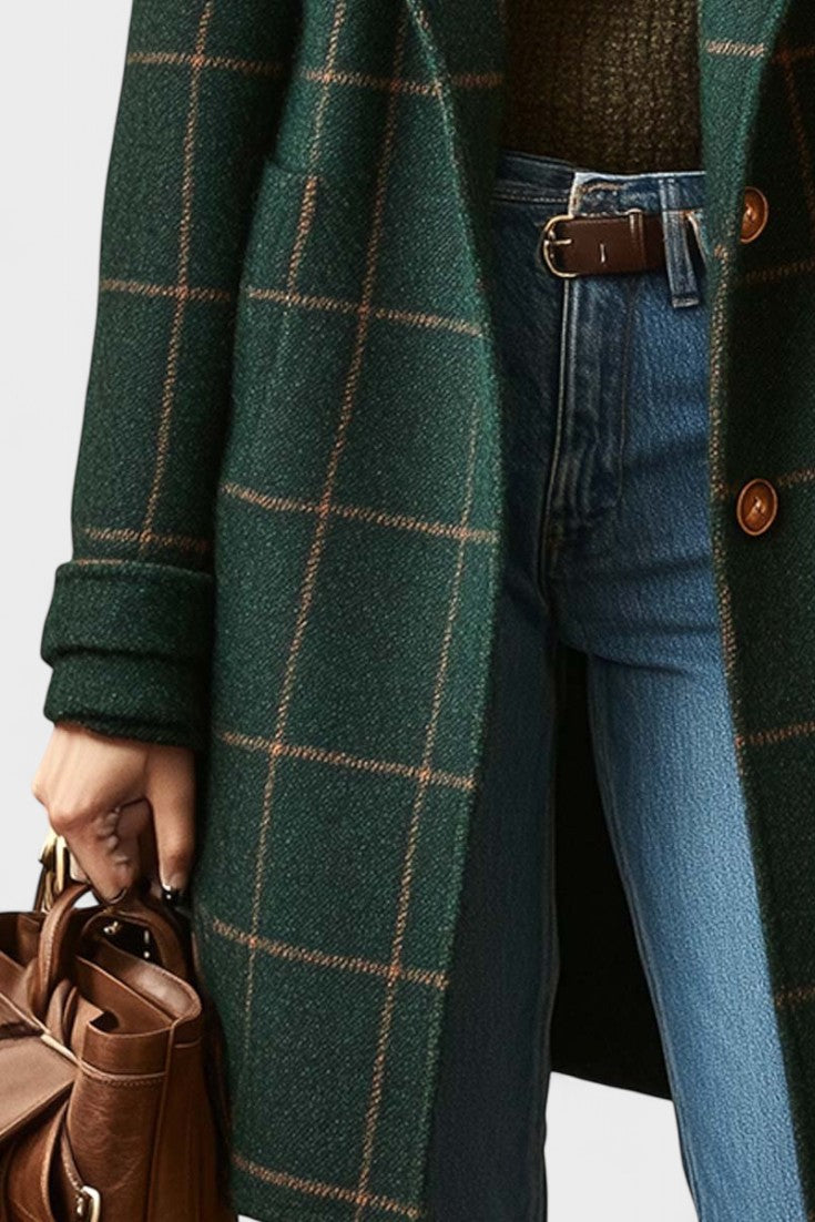 Yrsa™ | ელეგანტური ტვიდის ქურთუკი ჭრელი ნიმუშით