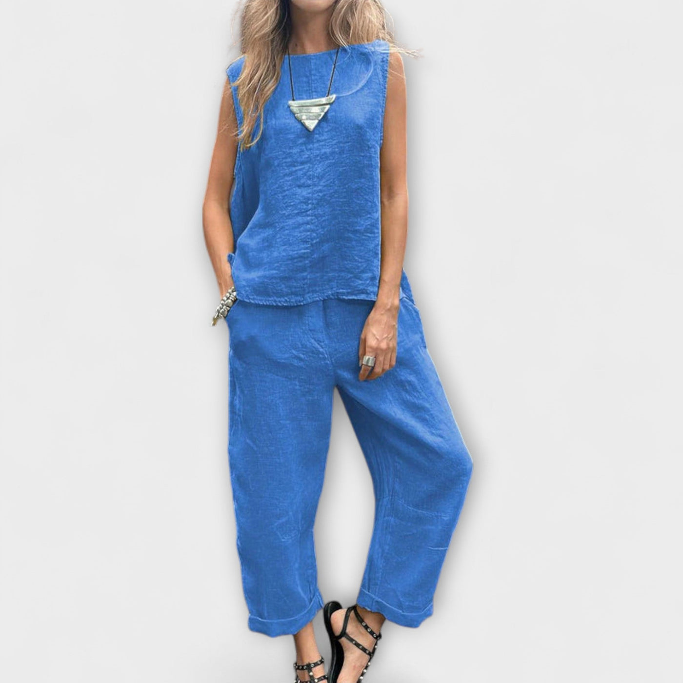 Jennifer ™ ｜Uvoľnený outfit z bavlny a ľanu