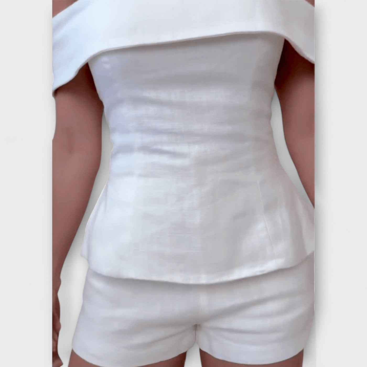 Olivia ™ ｜Biely bavlneno-ľanový dvojdielny set