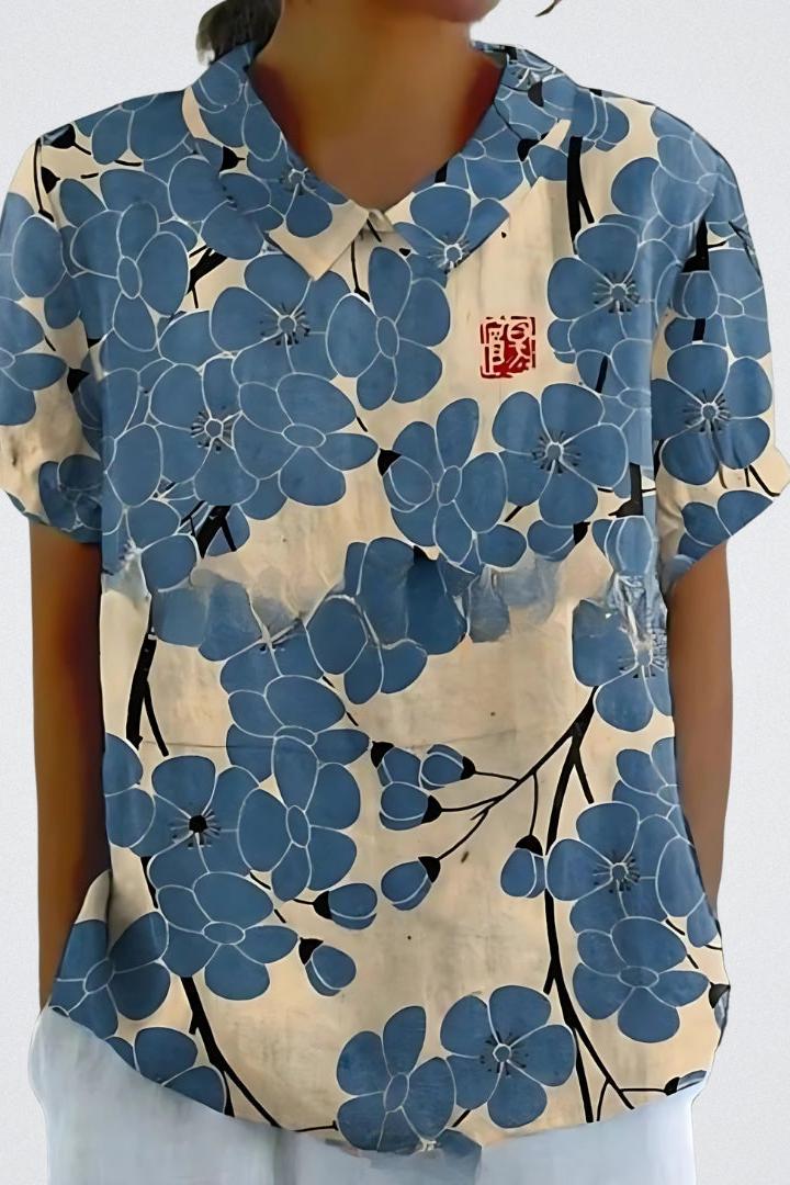 ლაურა | ლურჯი ყვავილების ბლუზა