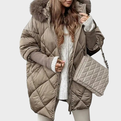 Denisa™ ｜Dámska midi parka s pletenými rukávmi