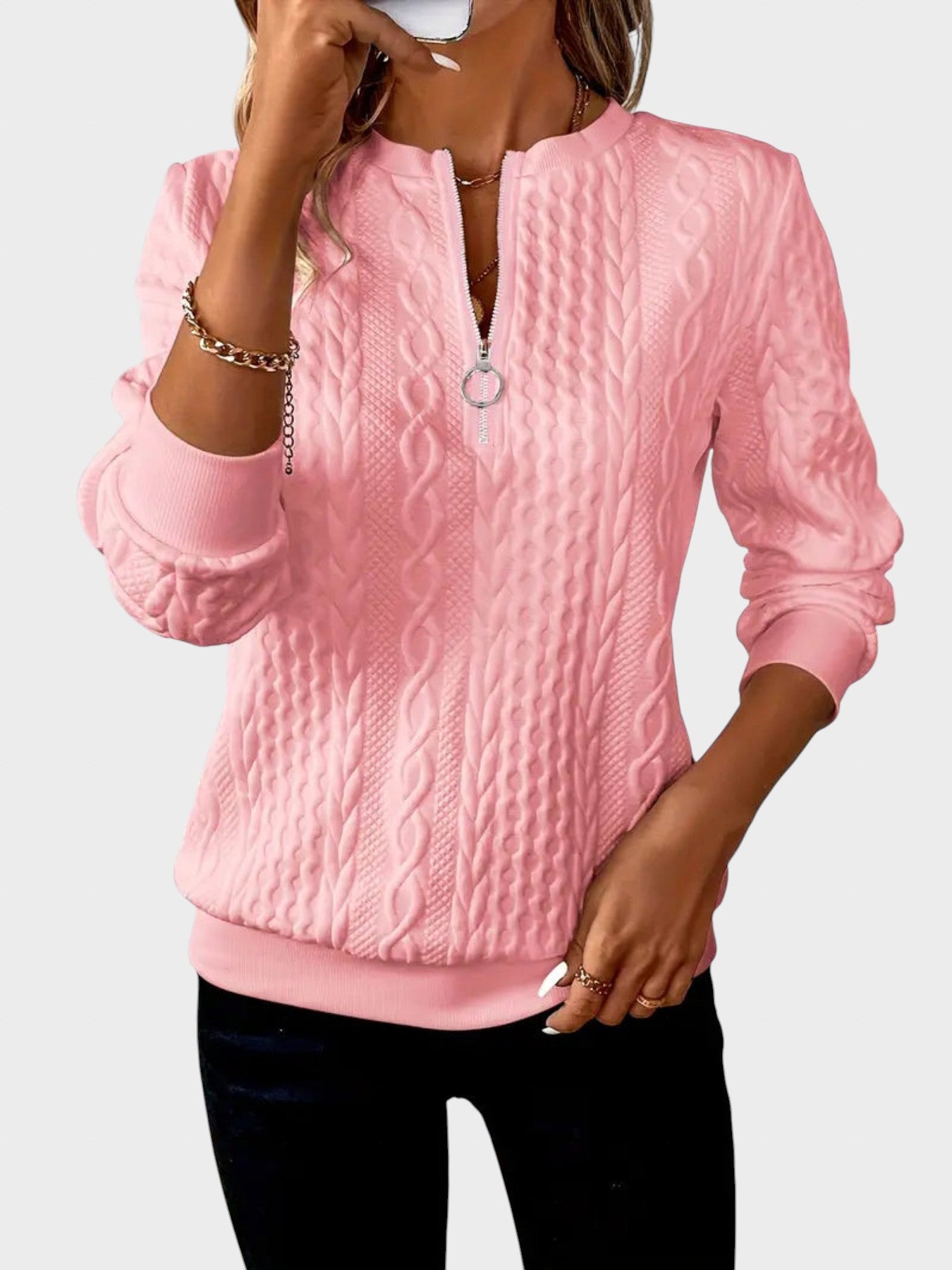 Alena™| Dámsky pletený sveter na zips