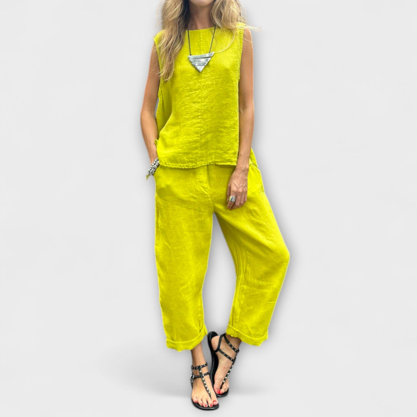 Jennifer ™ ｜Uvoľnený outfit z bavlny a ľanu