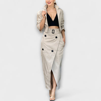 Lyra™ ｜ Elegantná bunda s midi sukňou a vreckami