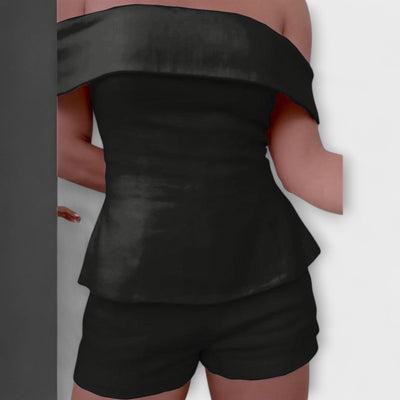 Olivia ™ ｜Biely bavlneno-ľanový dvojdielny set