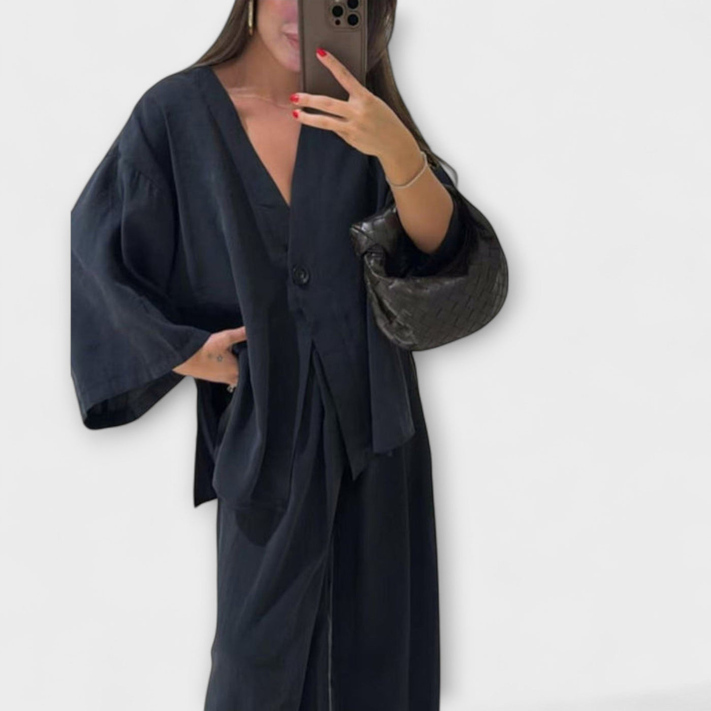 Jacqueline ™ ｜ Ležérny top s V-výstrihom a nohavicový set