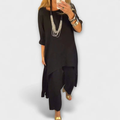 Tabea - Ľanový oblek s okrúhlym výstrihom