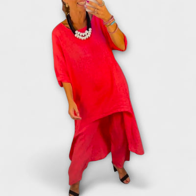 Tabea - Ľanový oblek s okrúhlym výstrihom