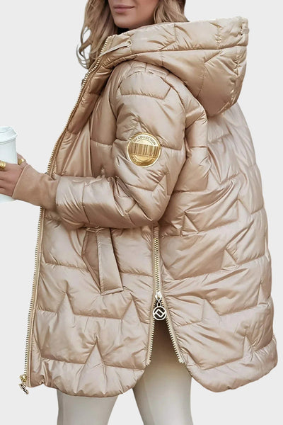 Denisa ™| Elegantný zimný kabát s kapucňou a podšívkou