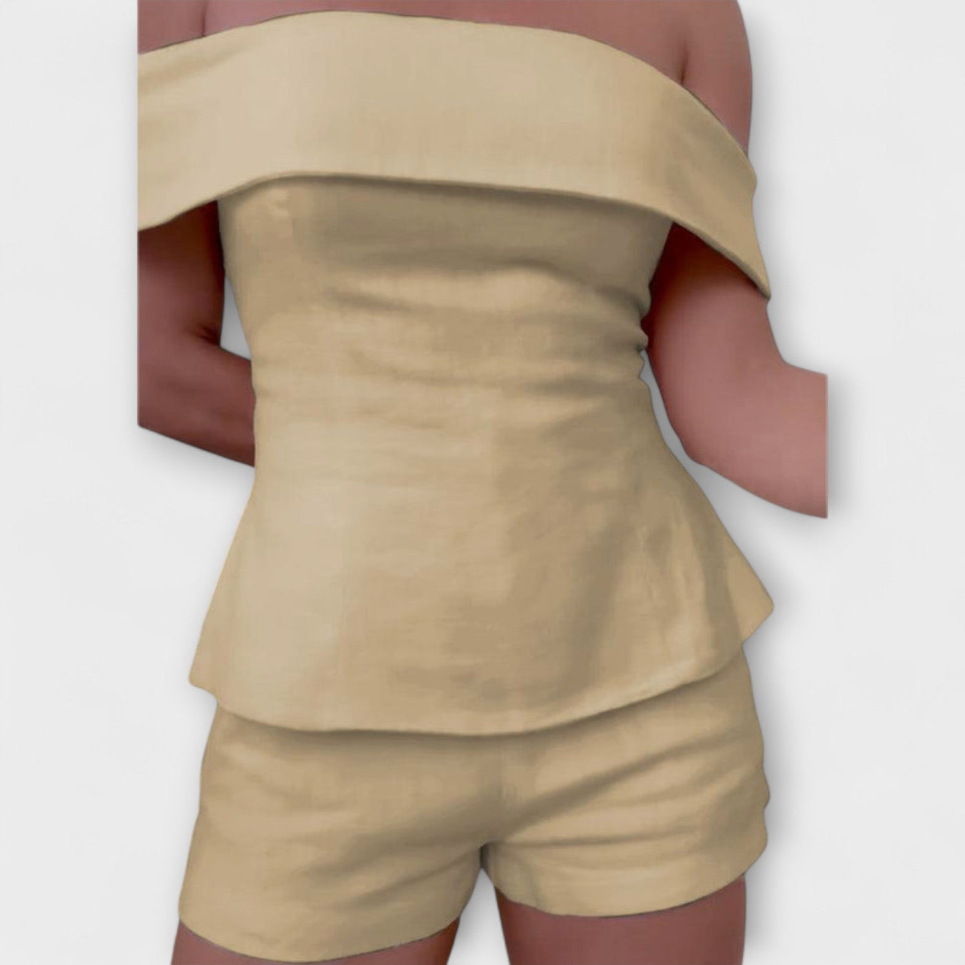 Olivia ™ ｜Biely bavlneno-ľanový dvojdielny set